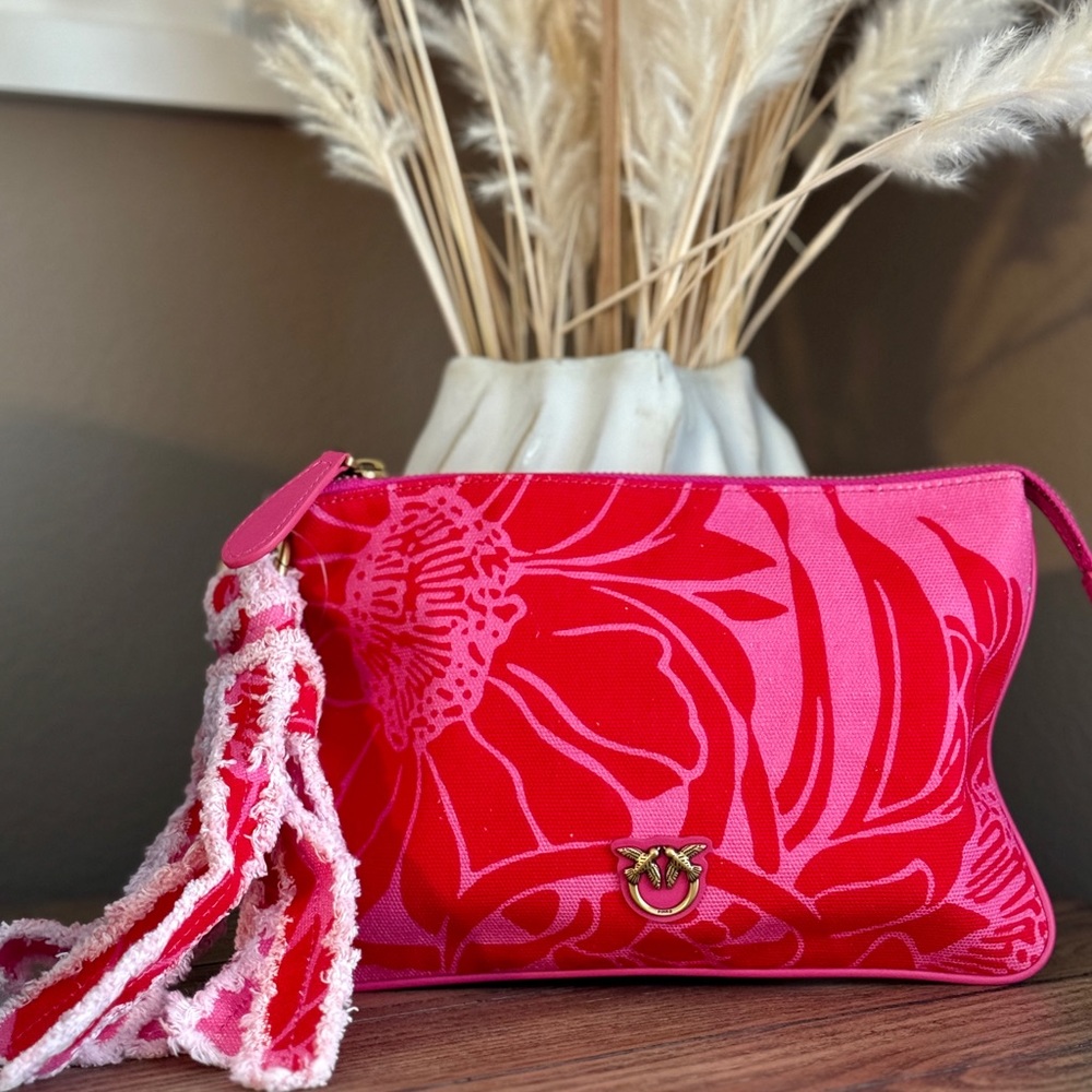 PINKO Recycled Cavas Flat Bag in Red/Pink NWT
